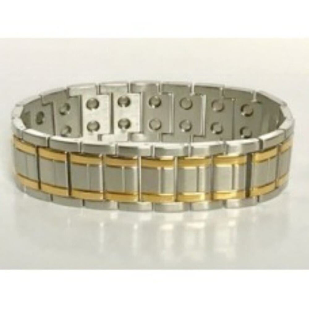 Double magnetic gold tone‎ line bracelet